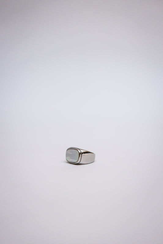 Anillo Cuadrado Plata con Blanco