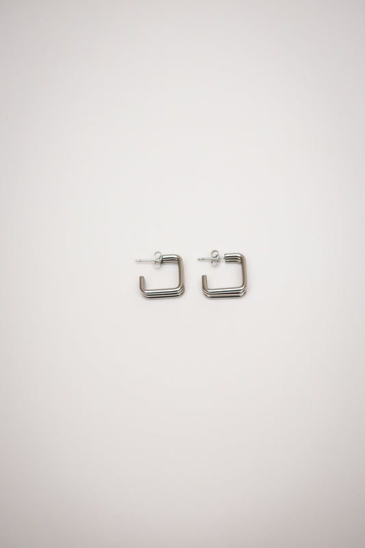 Aretes Cuadrados Multilayered Plata