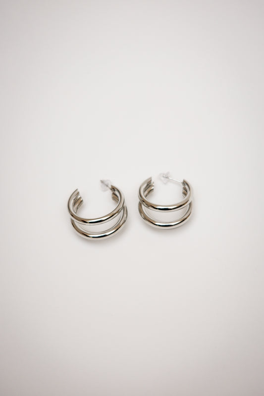 Layered Hoops Plata