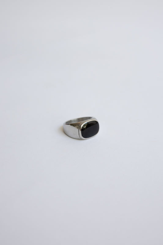 Anillo Cuadrado Negro/Plateado